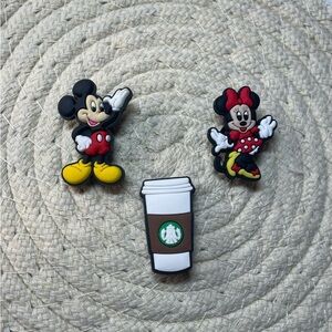 Set of 3 Croc Charms - Mickey, Minnie, and Starbucks